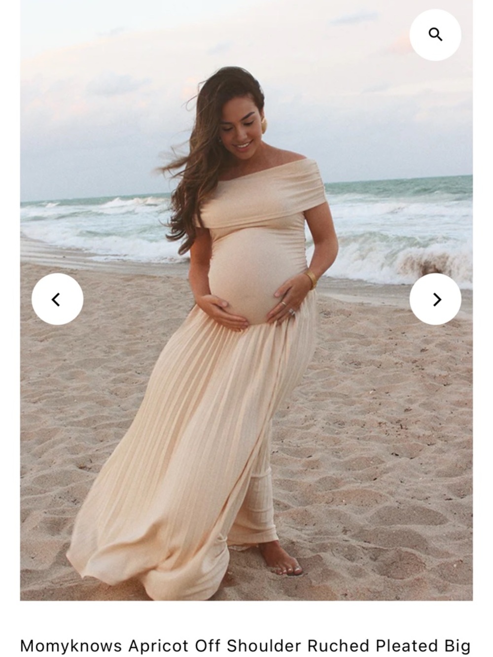 Mommyknows Apricot Off-Shoulder Maternity Maxi Dress